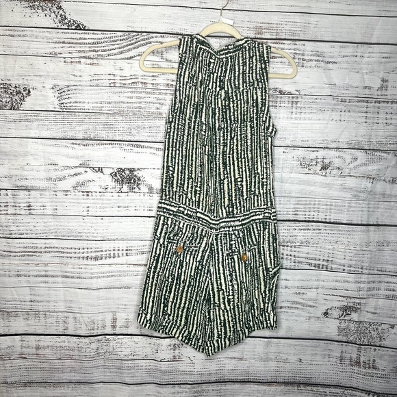 Anthropologie Ett Twa Safari romper green white stripes buttons shorts 0 - Picture 4 of 4